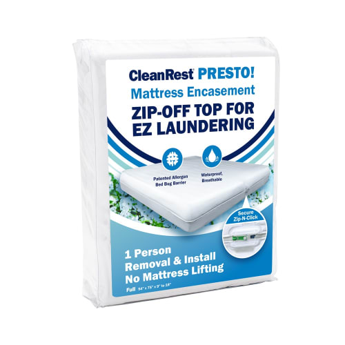 CleanRest PRESTO! Zip-Off Top Mattress Encasement, 100% Polyester, Full, 54x75, Depth up to 18"